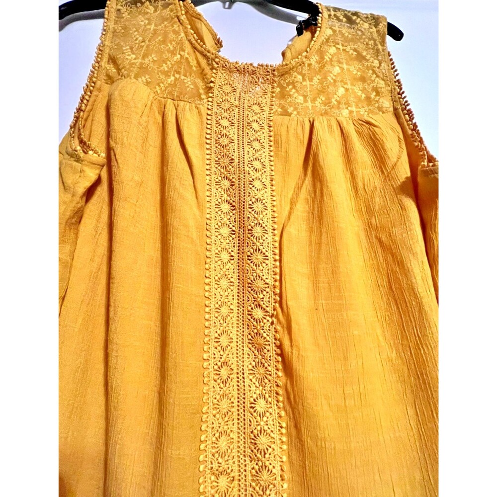 Zac & Rachel Woman Mustard Seed Sleeveless Linen Shift Dress Size 3x